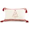 Laddha Home Designs Hand Woven Plaid Christmas Tree Lumbar Throw Pillow - 24" - White and Red